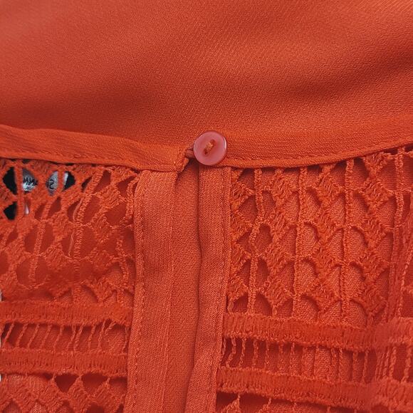 Suzanne Betro Open Crochet Lace Tomato Red Swing Dress, Size XL, NWT - Picture 9 of 12